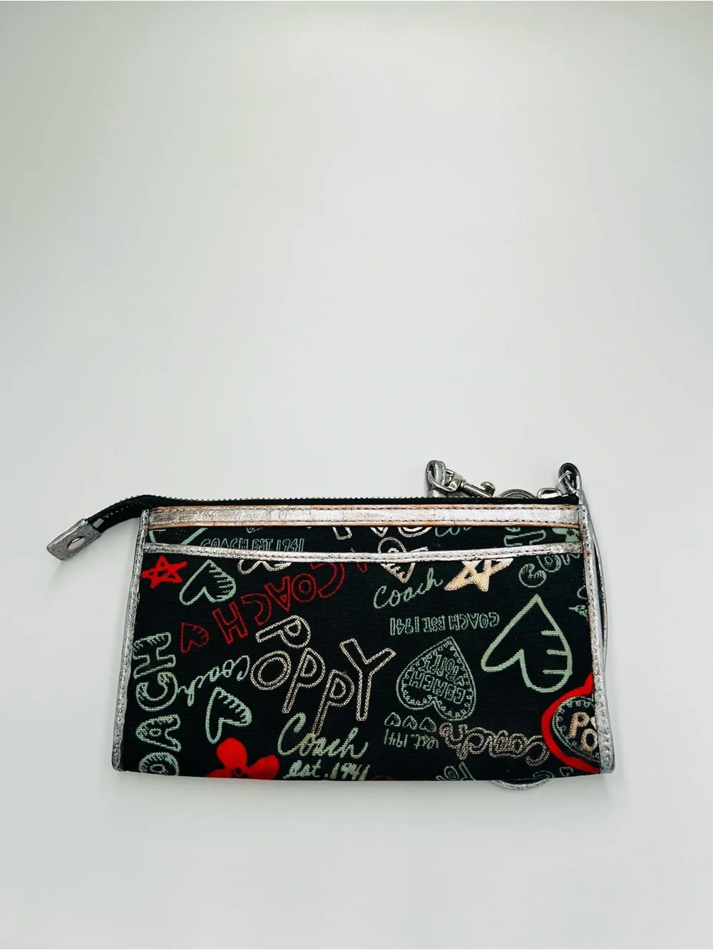Coach Poppy Graffiti Heart Print Wristlet